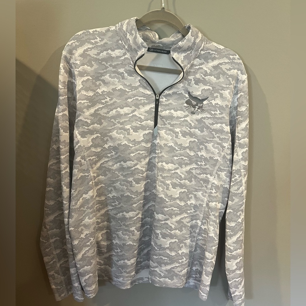 Cutter & Buck Light Gray Camo Quarter-Zip Sweater